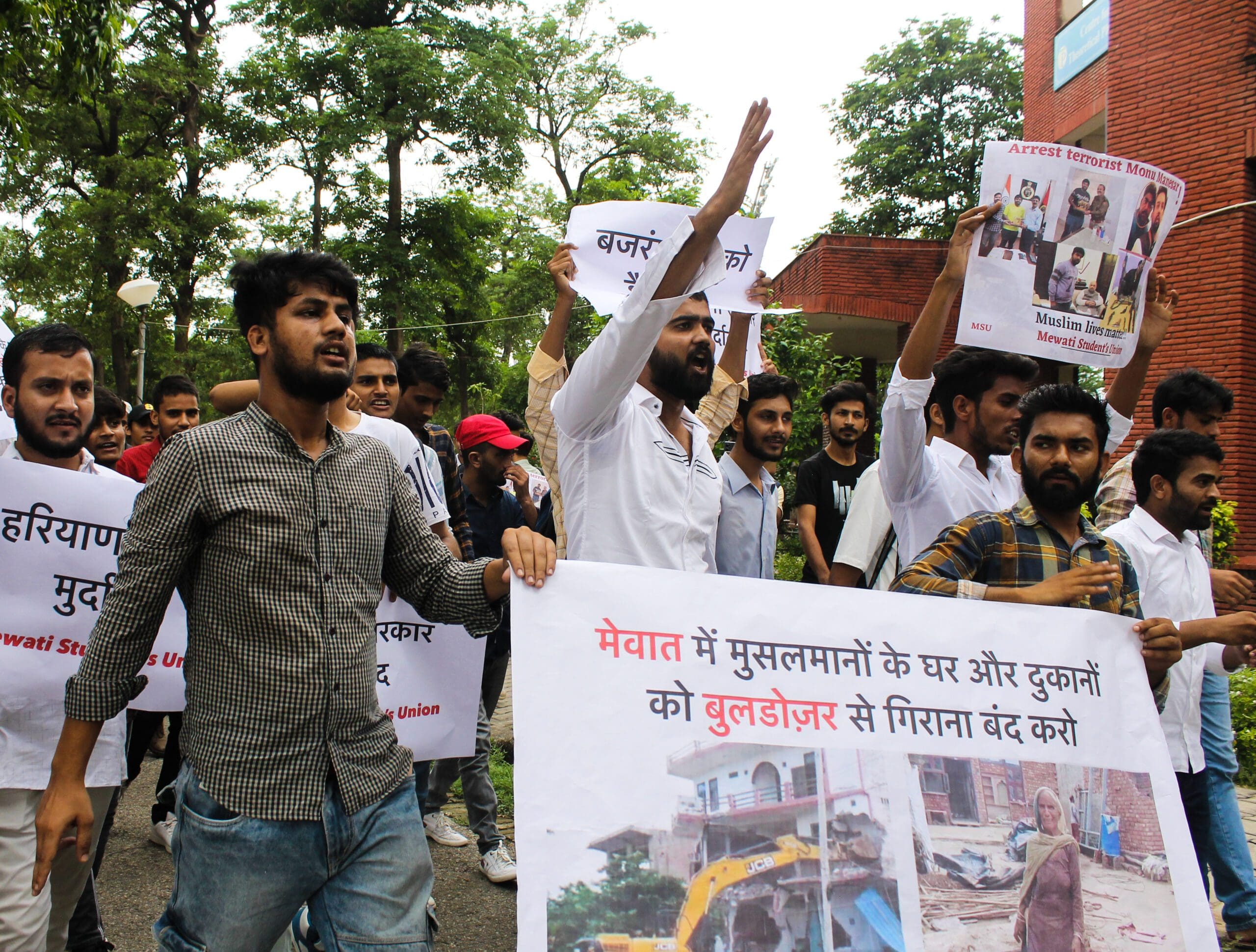 Mewati students in Jamia Millia hold rally, demand accountability for Nuh violence