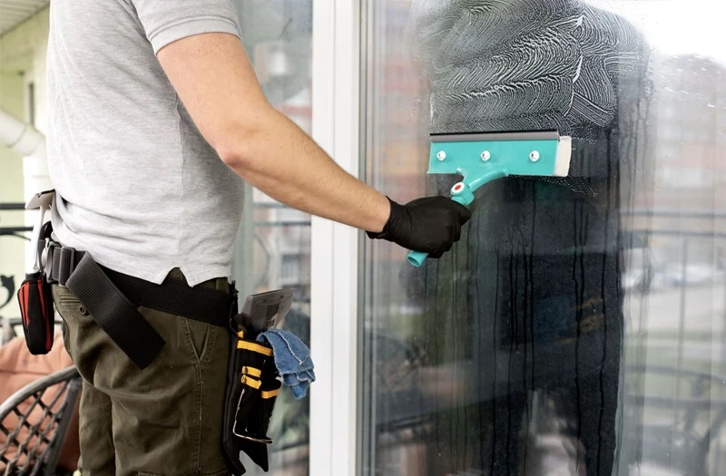 apartment balcony window cleaning-glass squeegee washing-lease cleaning sydney