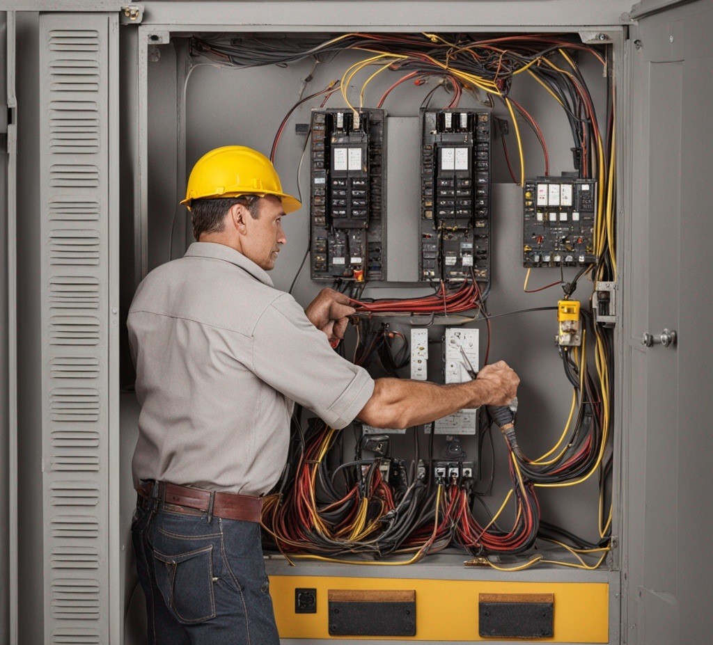 electrician checking electrical fault