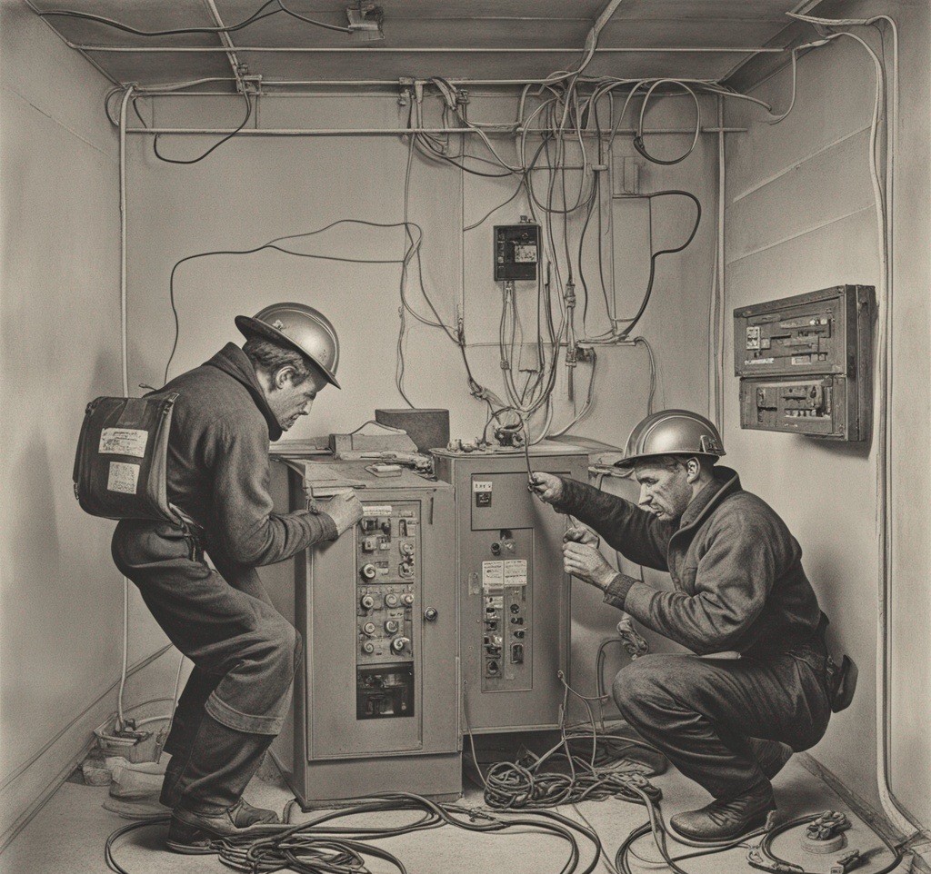 team work repairing short circuit