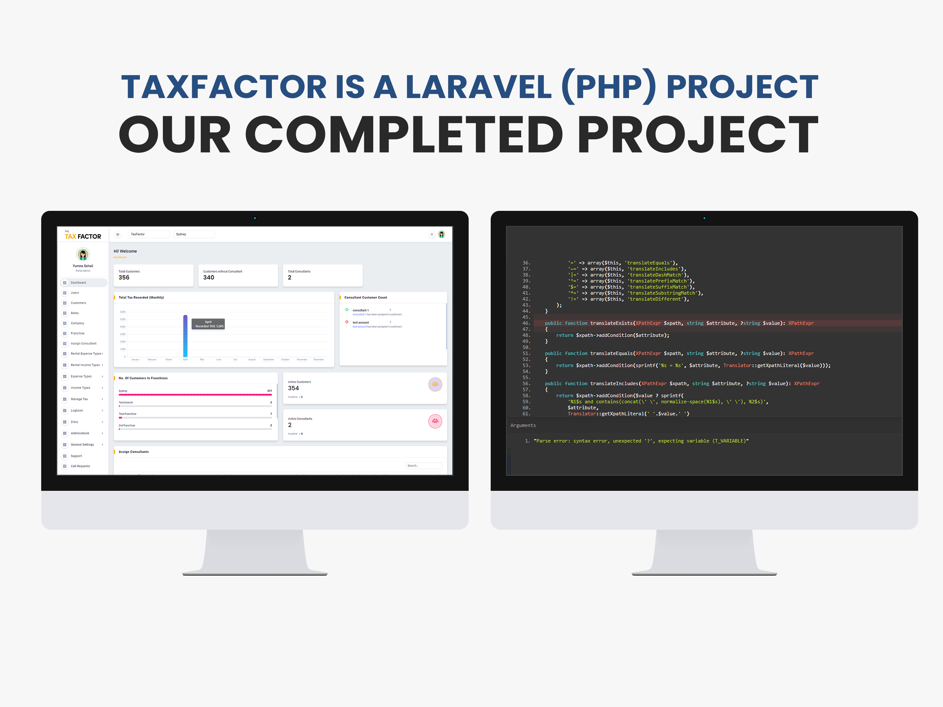 Our completed Laravel development project Sydney