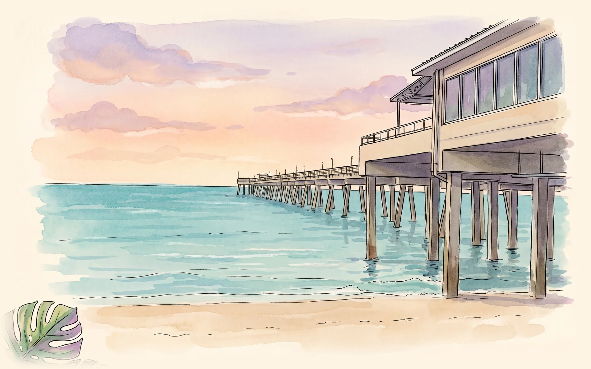 The Dania Beach fishing pier and its pier-top restaurant building