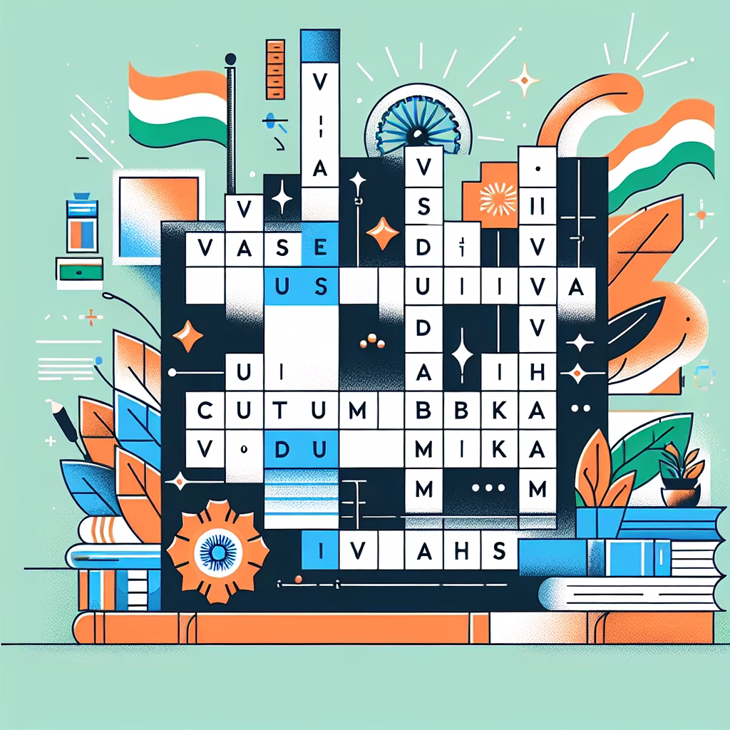 Crossword clue: With 15-Down, India's motto for G-20 Summit (2023)