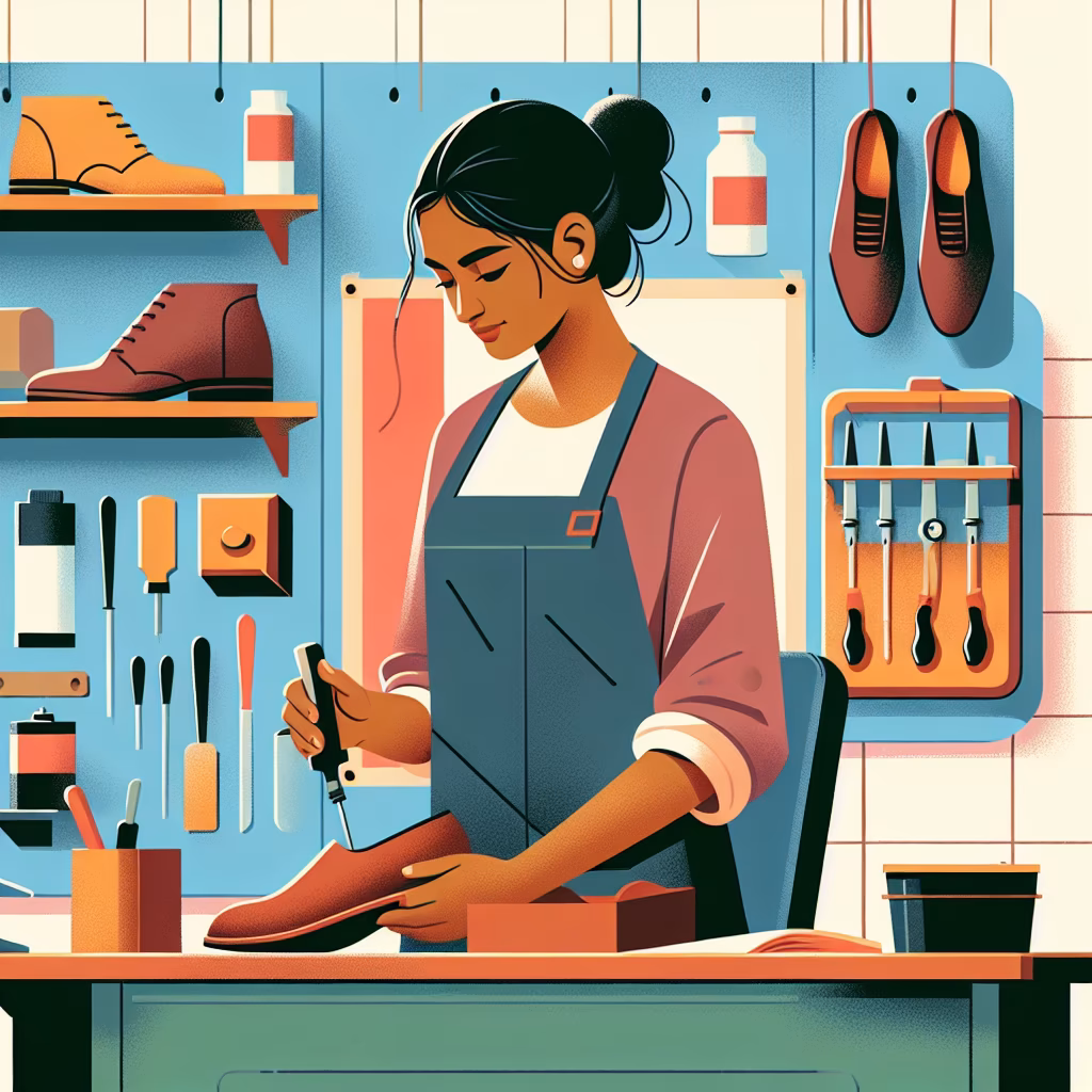 Crossword clue: Repair shoes