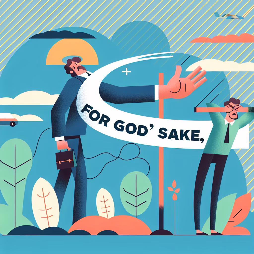 Crossword clue: "For God's ___..."