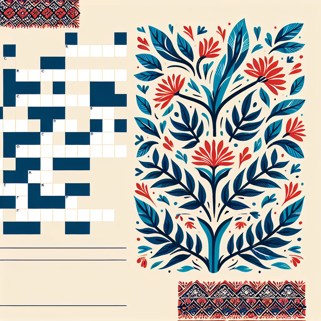 Crossword clue: Indian block-print in blue/red floral patterns