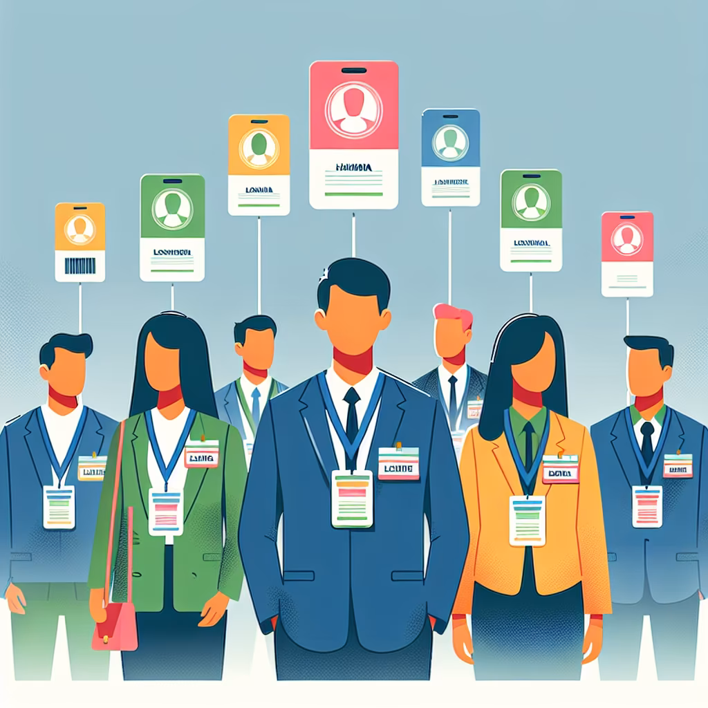 Crossword clue: Conference-goer's I.D.