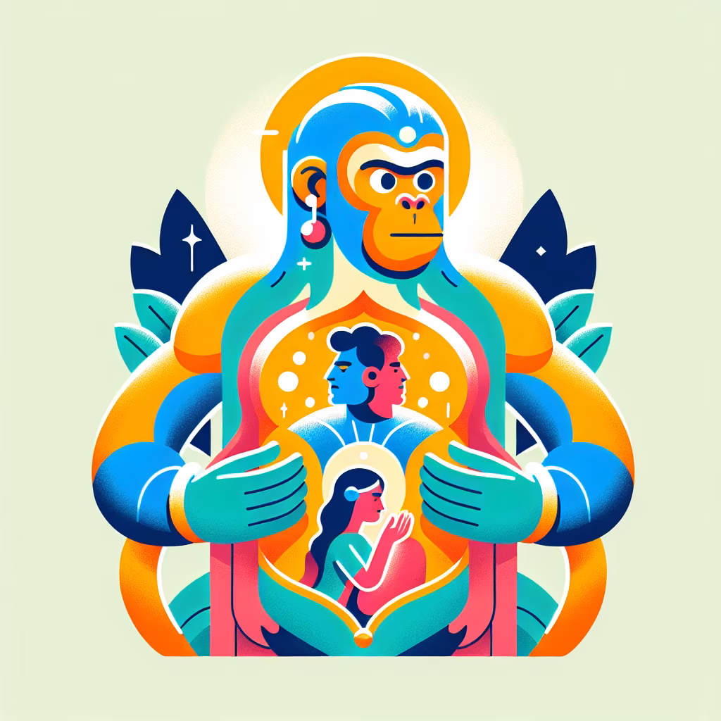 Crossword clue: Part of Hanuman's body with Ram-Sita's image