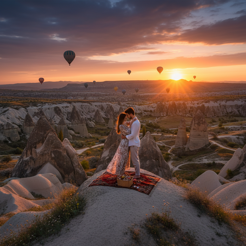 Romantic dinner setting overlooking the Bosphorus, Istanbul, horizontal