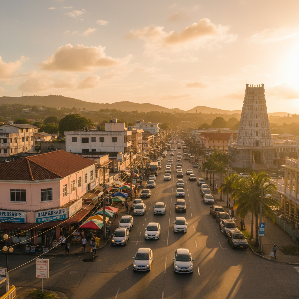 Penal/Debe street scene urban landscape, sunny day