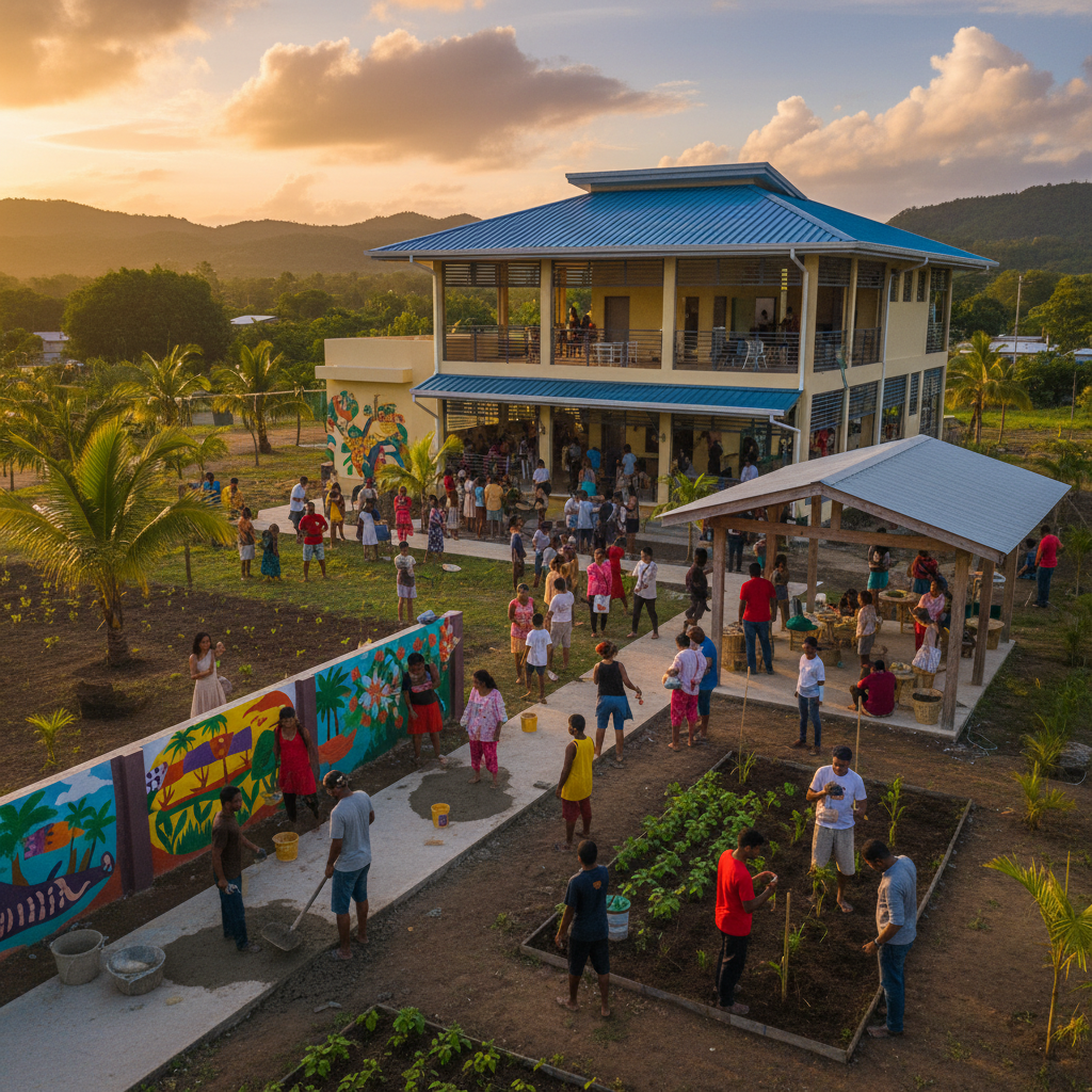 Penal/Debe diverse group of people collaborating community center, active