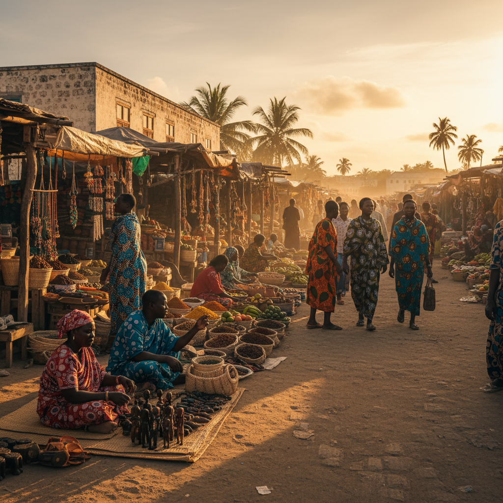 Zanzibar Central/South shopping, local market, crafts, horizontal photo