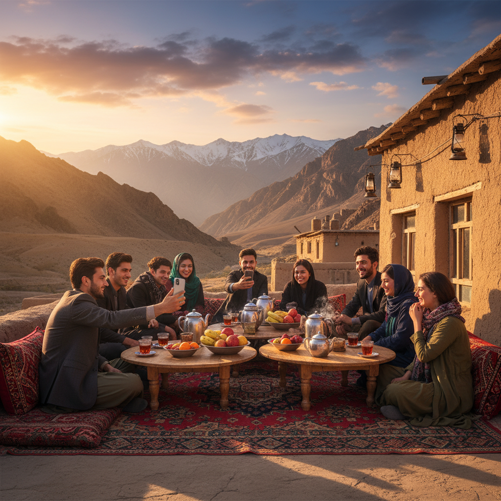 Afghanistan smartphone tea house young people social connection