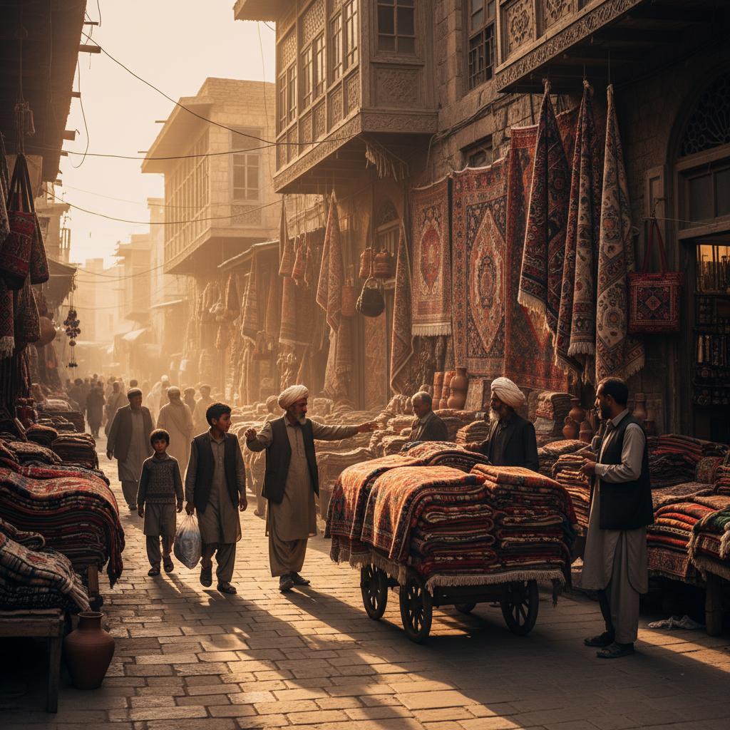 Chicken Street Kabul bazaar carpets crafts shopping