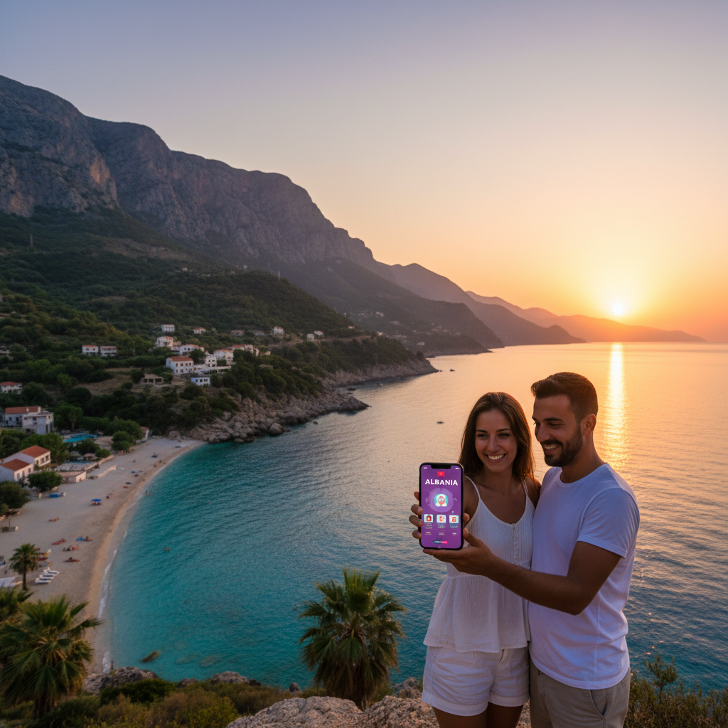 Couple on dating app Albania horizontal