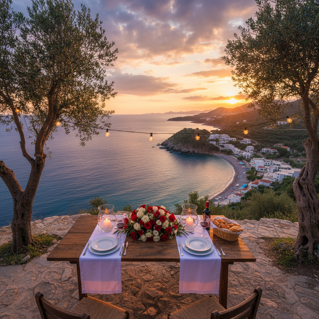 Romantic dinner setting Albania horizontal