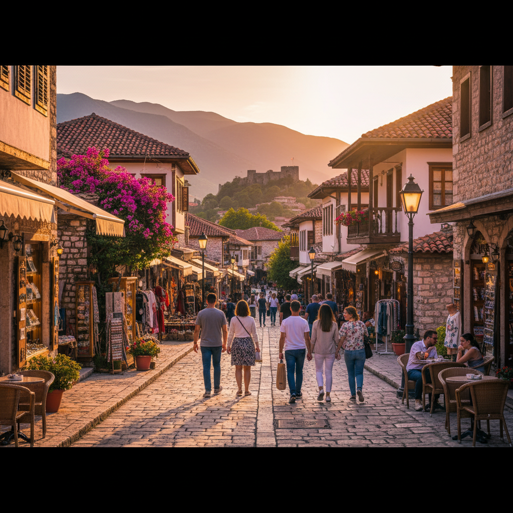 Boutique shopping street Albania horizontal