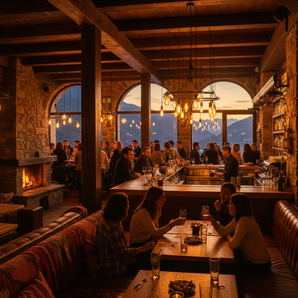 Andorra bar interior lively night horizontal