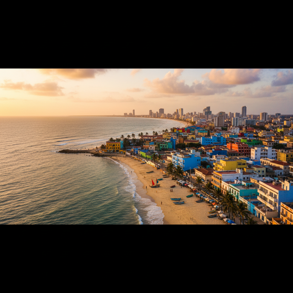 Luanda Angola Ilha do Cabo beach waterfront colorful buildings Atlantic
