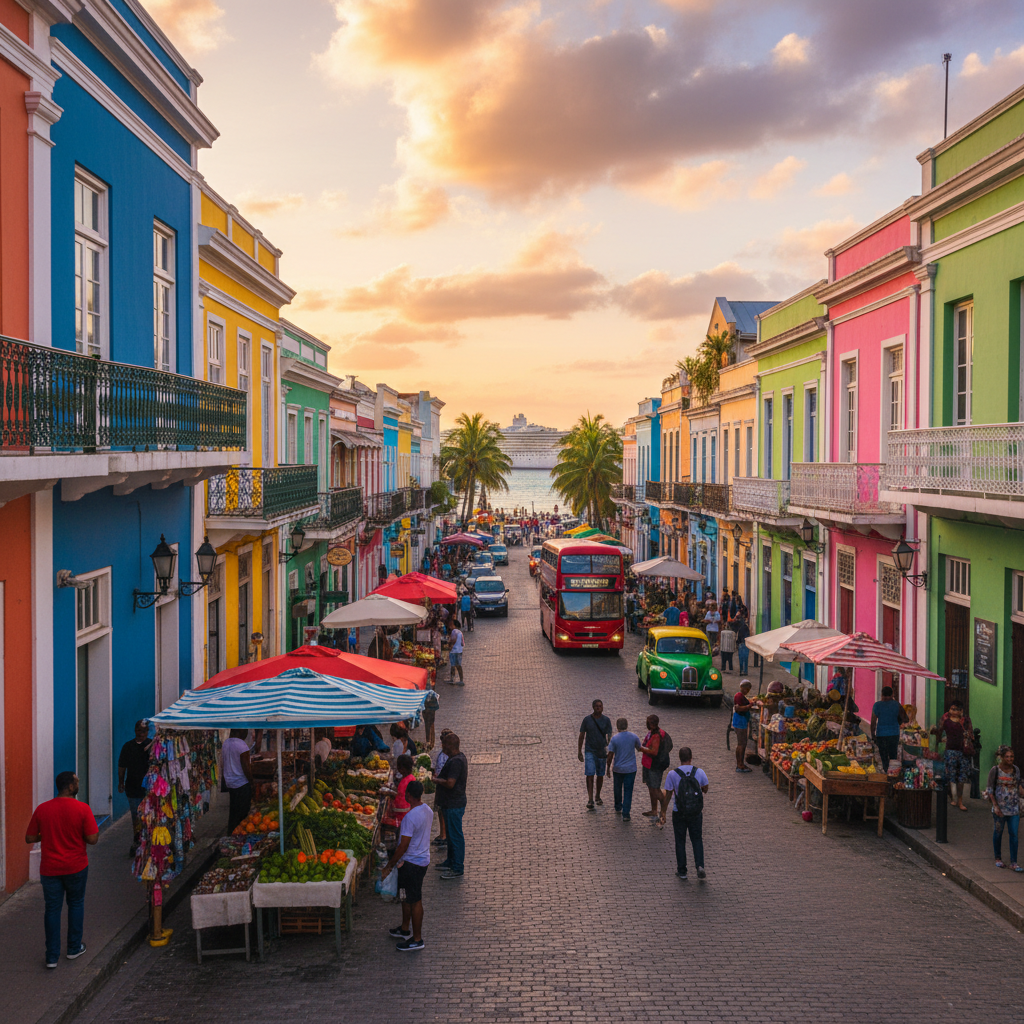 Antigua and Barbuda vibrant city street