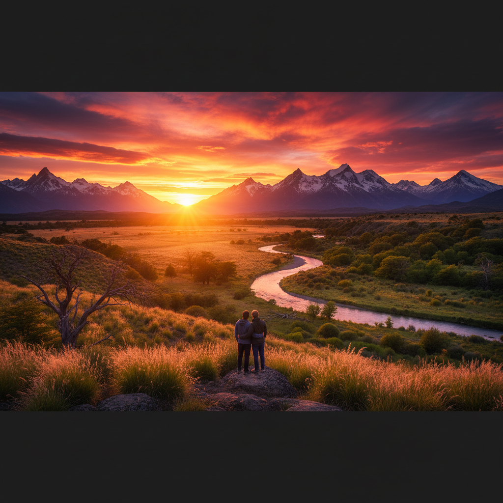 Romantic sunset view in Argentina horizontal