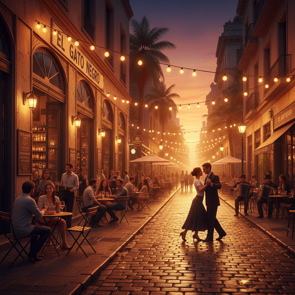 Bar scene in Buenos Aires at night horizontal