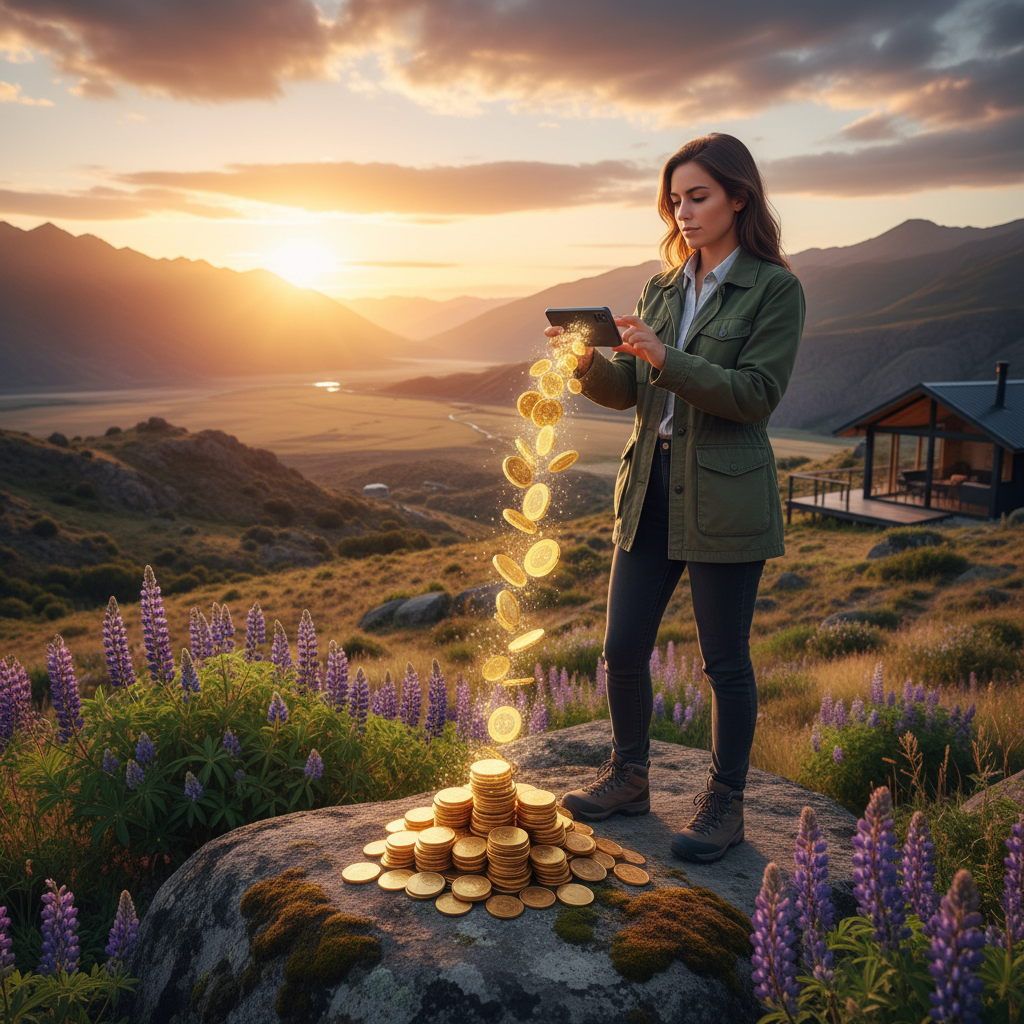 Argentine young professional smartphone coins digital earning