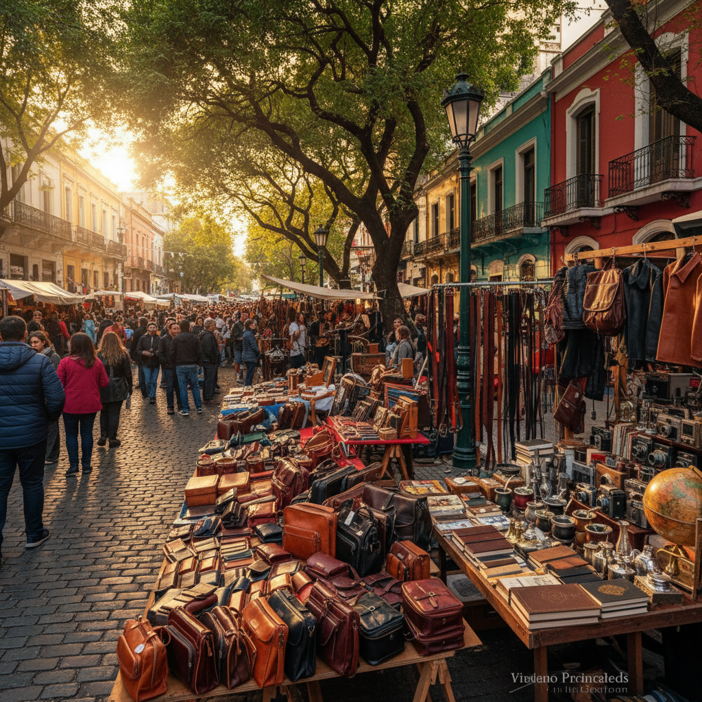 San Telmo Sunday market leather goods antiques Buenos Aires