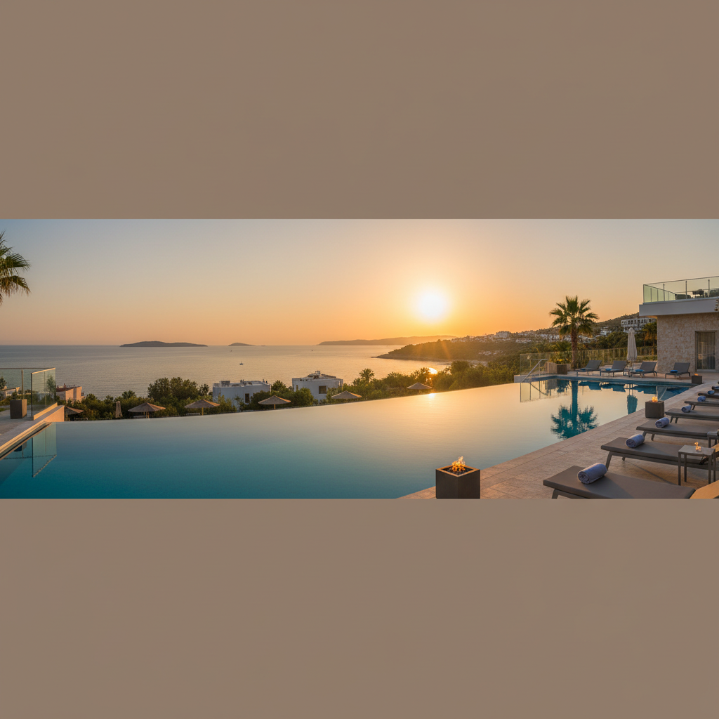 Saranda Ionian Sea luxury hotel infinity pool sunset view