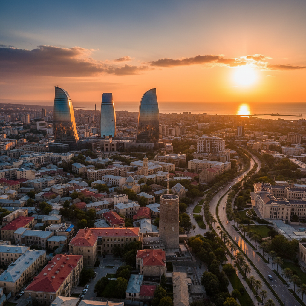 Modern Baku skyline overview