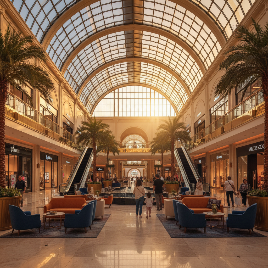 bustling shopping mall interior in Seef, Bahrain