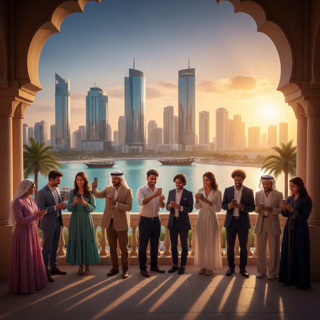 Bahrain youth enjoying social media trends and technology