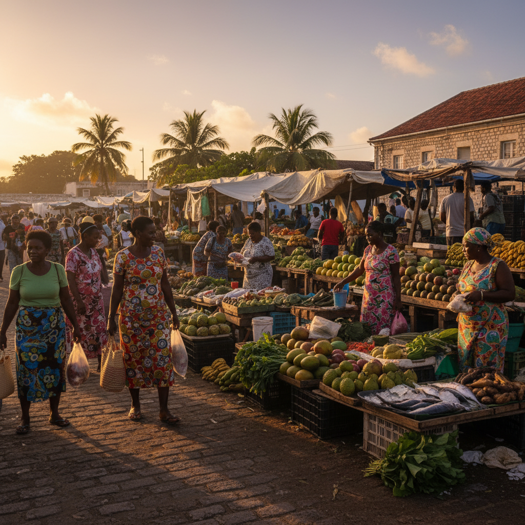 Barbados local market shopping