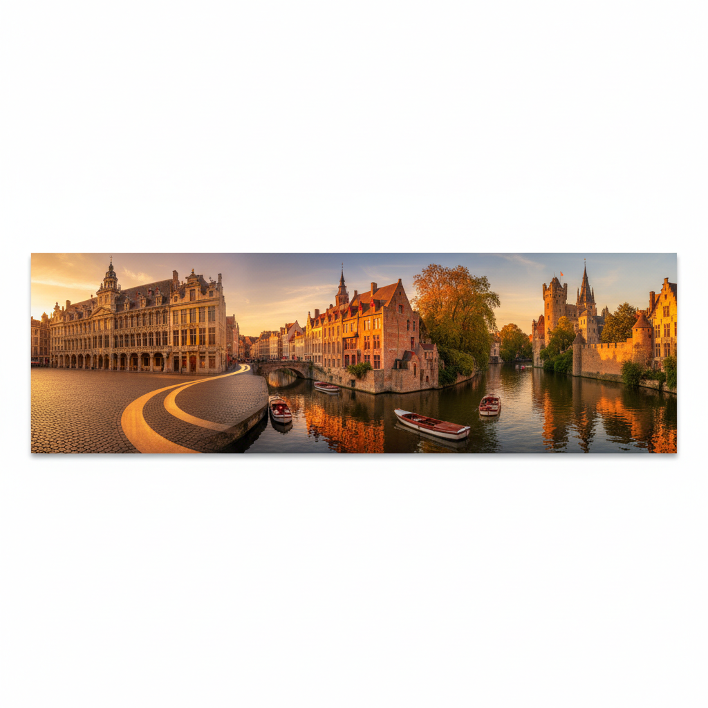 Brussels Bruges Ghent travel collage medieval canals