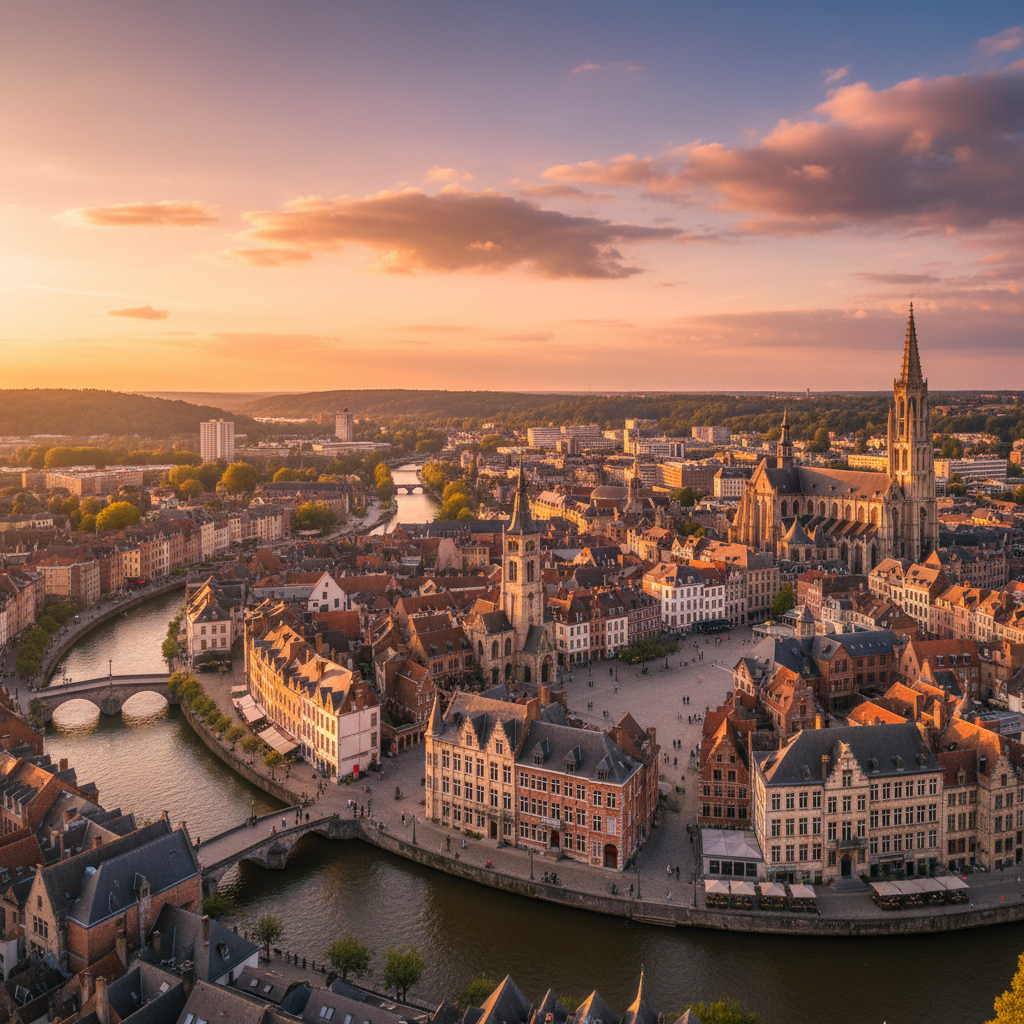 Belgium cityscape overview horizontal