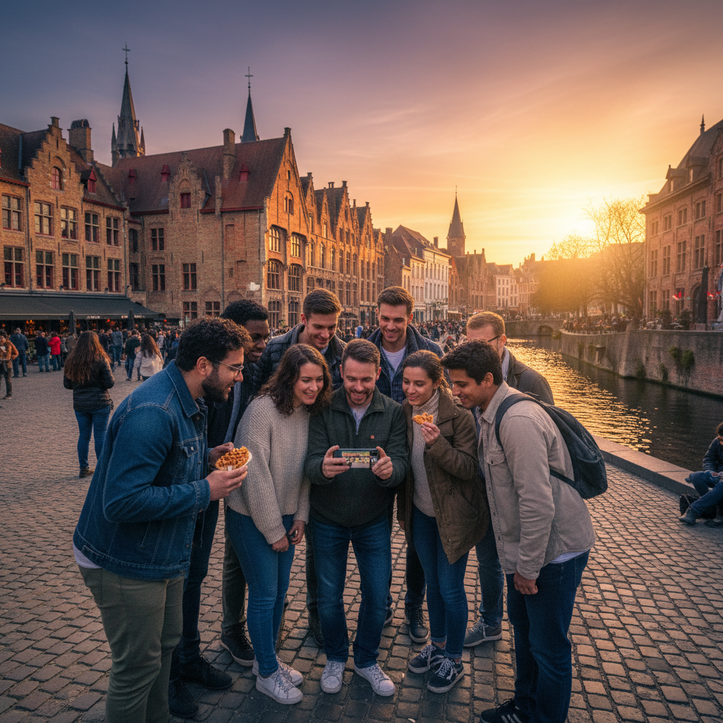 People watching short-form video on phone Belgium horizontal