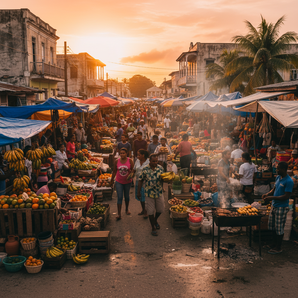 Ambergris Caye Belize colorful beach town Caribbean waterfront palm trees