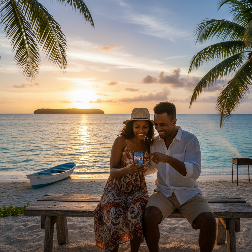 Couple snorkeling Belize Barrier Reef Caribbean turquoise water tropical