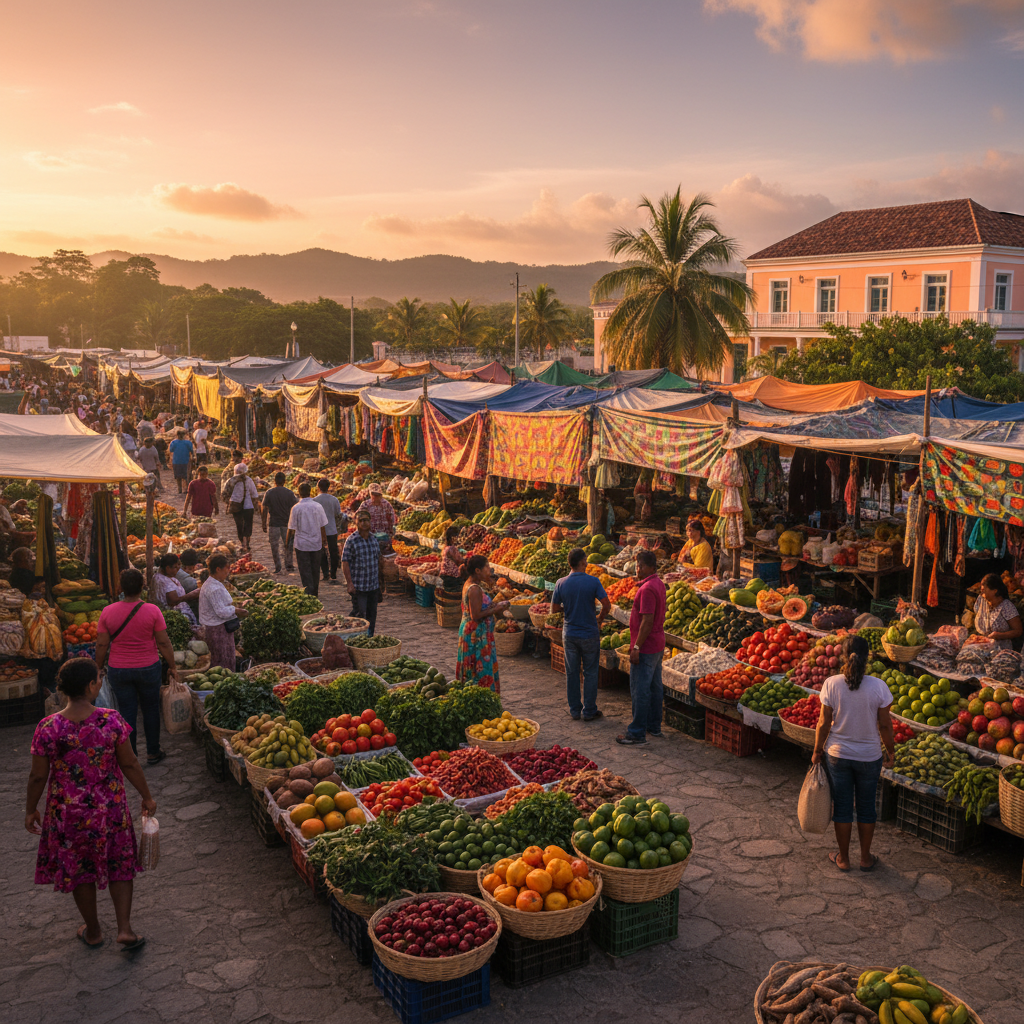 Belize colorful local market shopping
