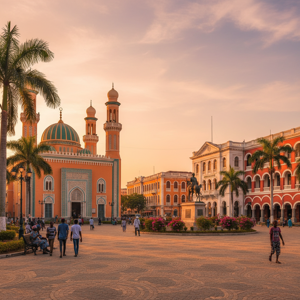 Porto-Novo city square architecture, horizontal