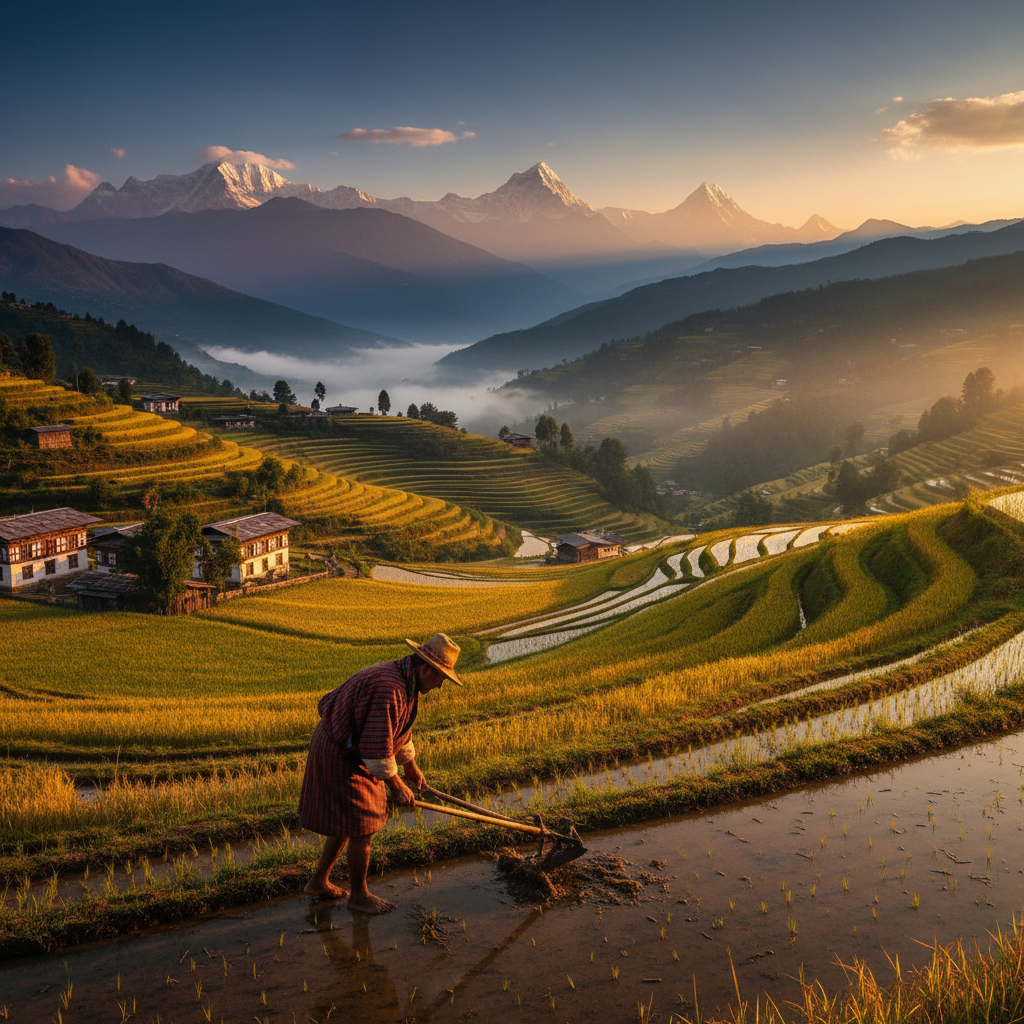 Bhutan entrepreneur working laptop horizontal