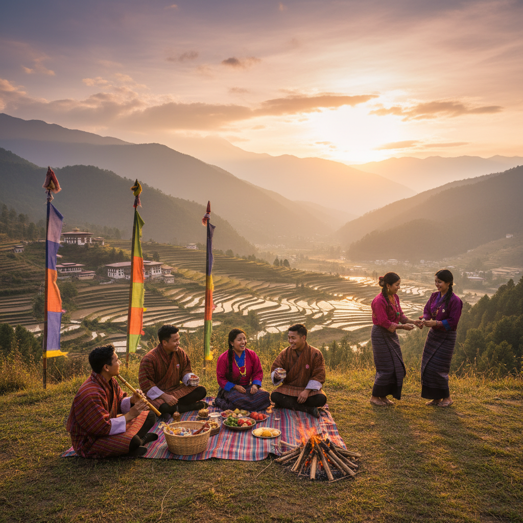 Bhutan group joining festival horizontal