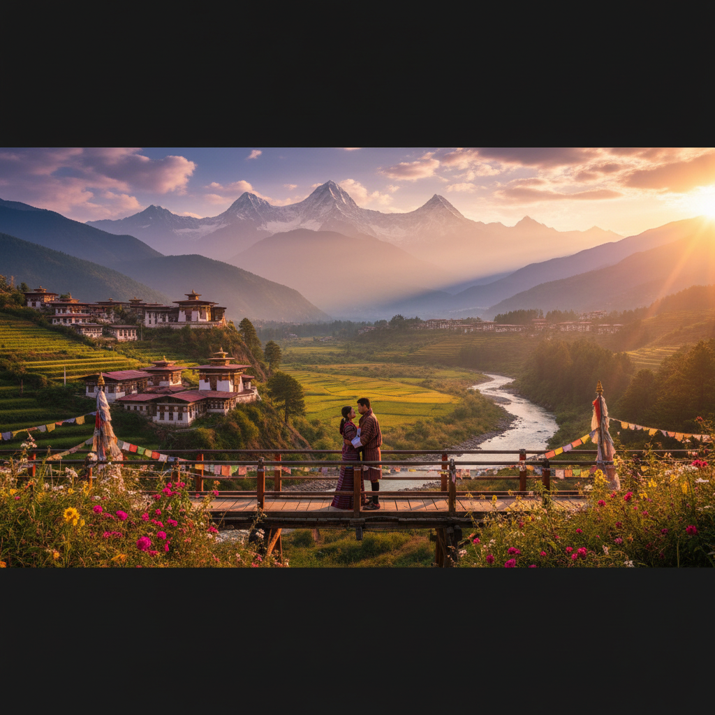 Bhutan couple romantic dinner horizontal
