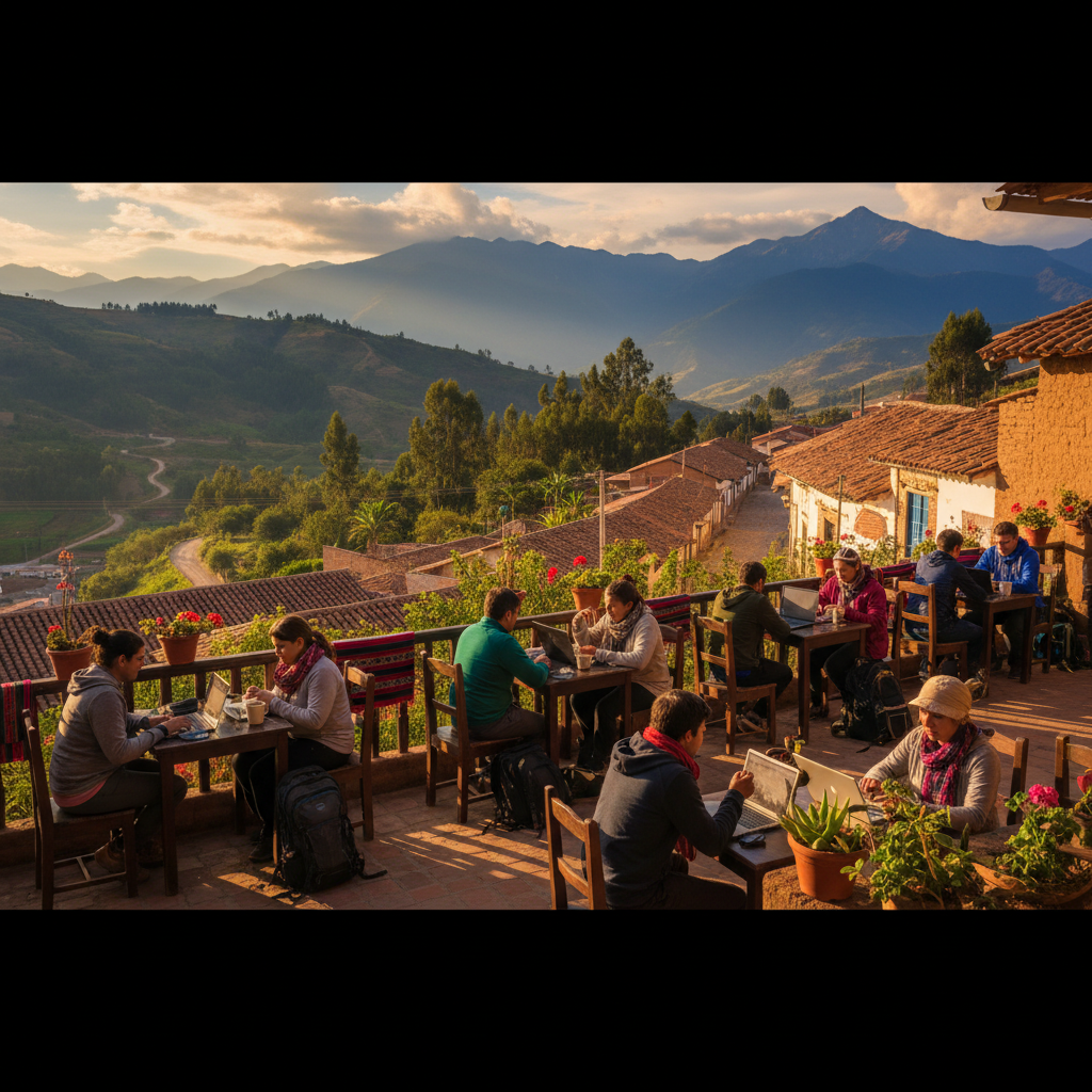 people working remotely cafes Bolivia horizontal