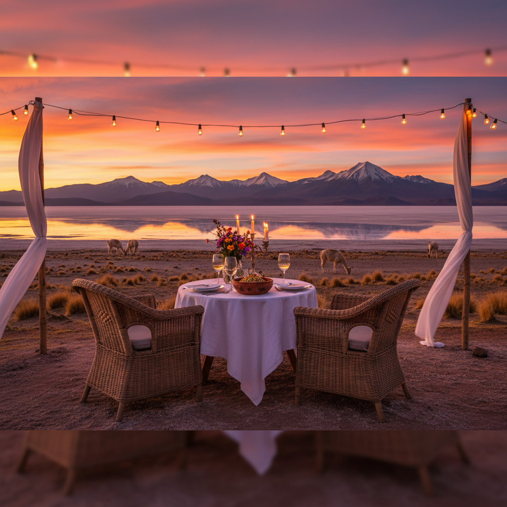 romantic dinner setting Bolivia horizontal