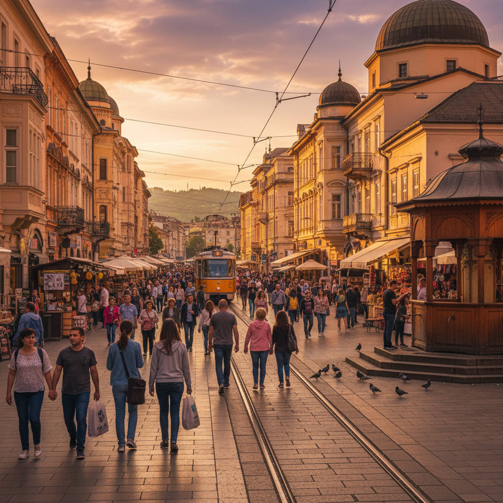 Sarajevo Bosnia Herzegovina Bascarsija old bazaar colorful streets