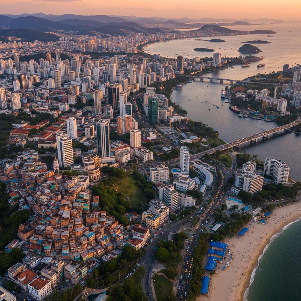 Vibrant street scene in a Brazilian city horizontal