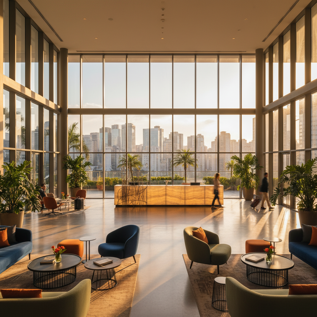 Modern hotel lobby in Sao Paulo horizontal
