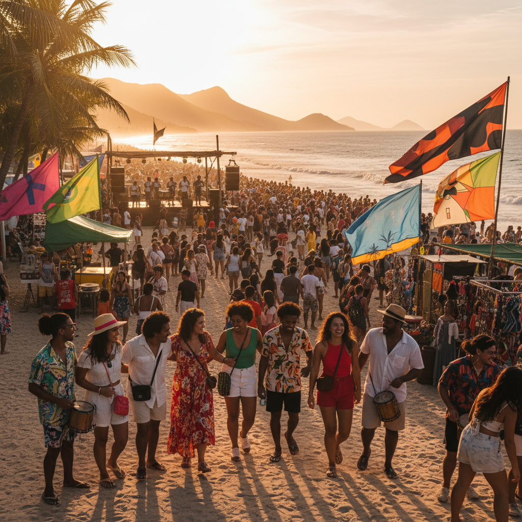 Diverse group of young Brazilians joining an event horizontal