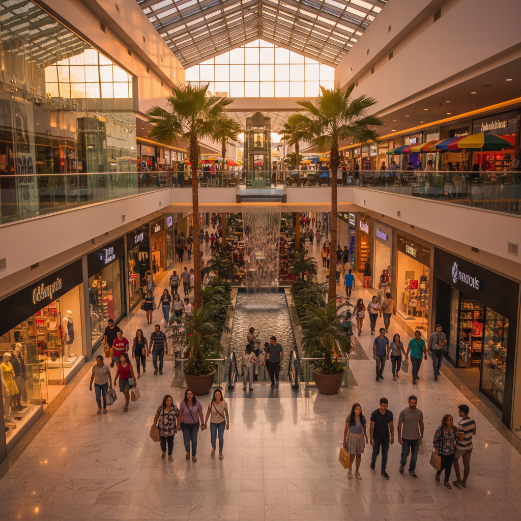 Bustling shopping mall in Brazil horizontal